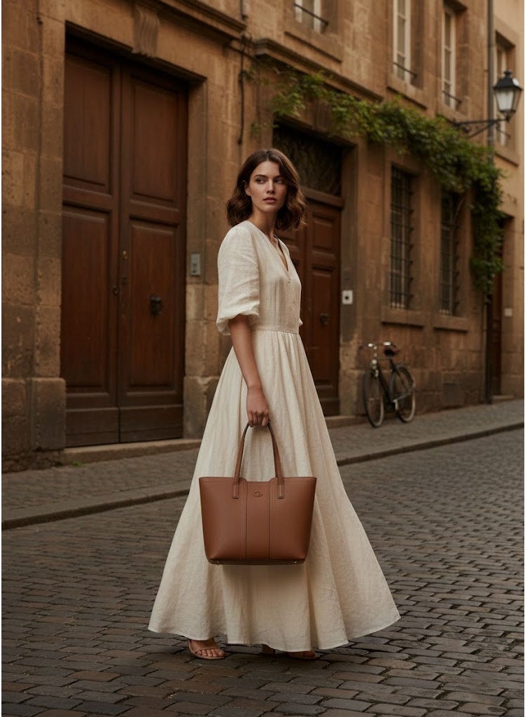 FUMES Sienna Structured Tote Bag – Premium Leather Women’s Shoulder Handbag - Image 5